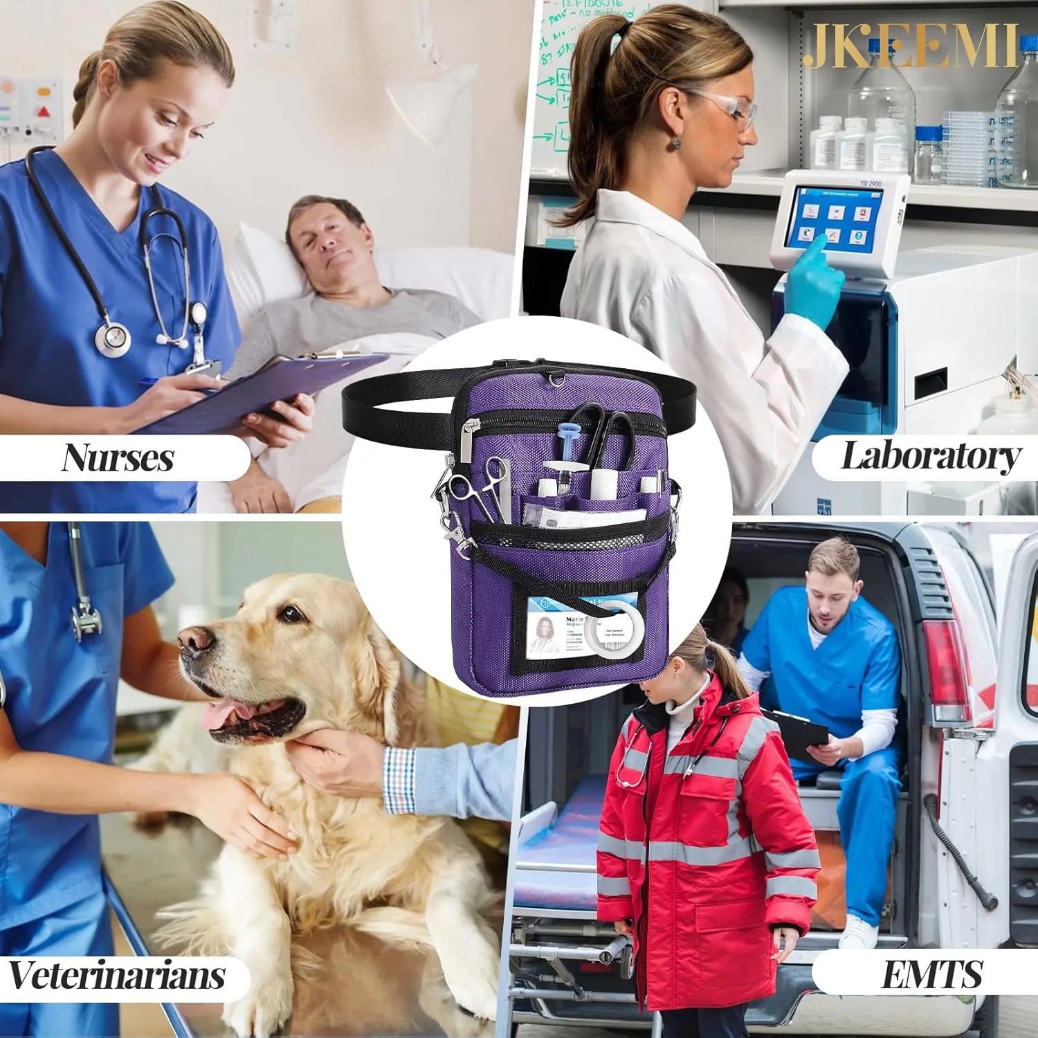 Nurse Fanny Pack with Medical Gear Pockets, Utility Medical Nurse Pouch for Women, Nurse Bags for Work with 2 Adjustable Straps, Student and Nurse Use,Purple
