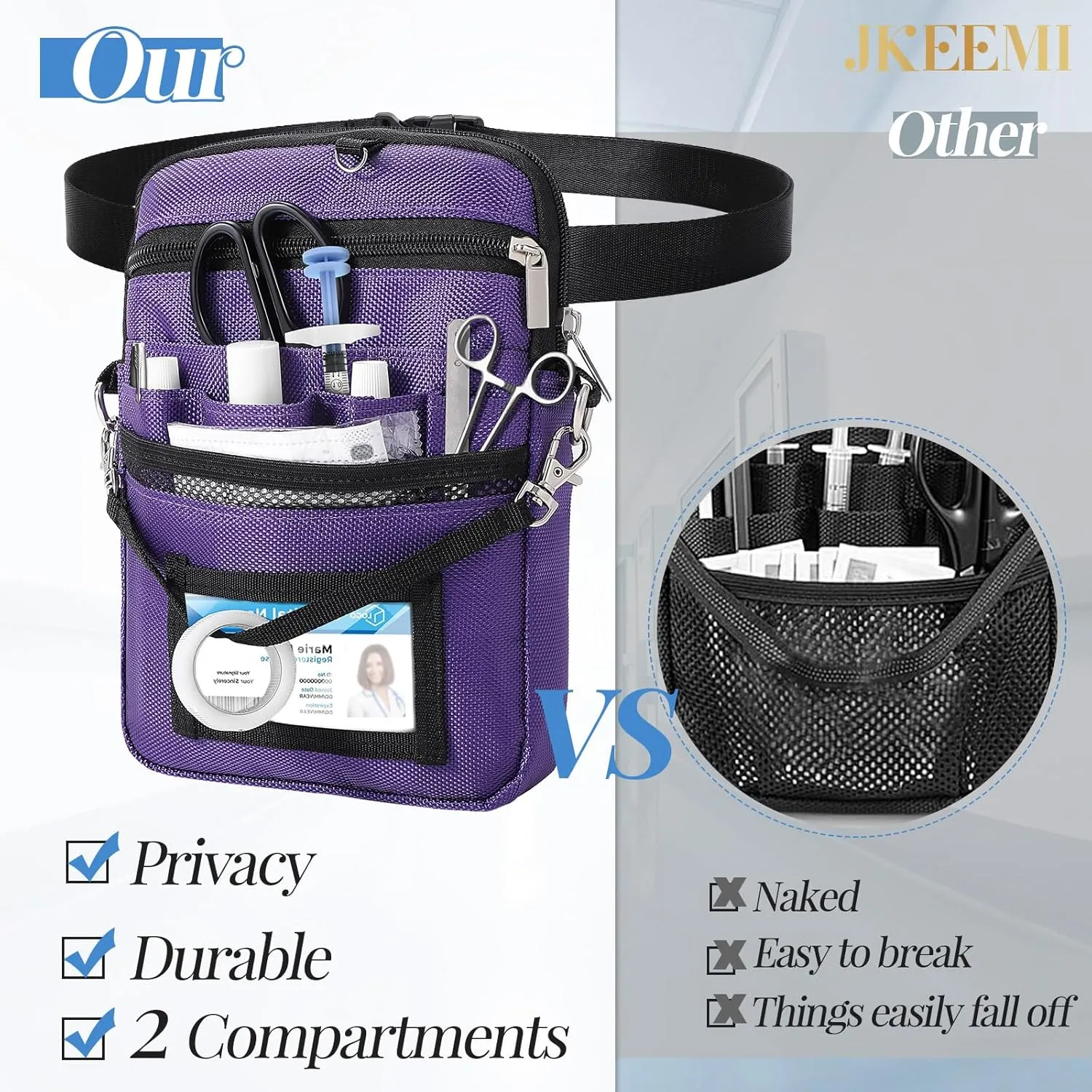 Nurse Fanny Pack with Medical Gear Pockets, Utility Medical Nurse Pouch for Women, Nurse Bags for Work with 2 Adjustable Straps, Student and Nurse Use,Purple