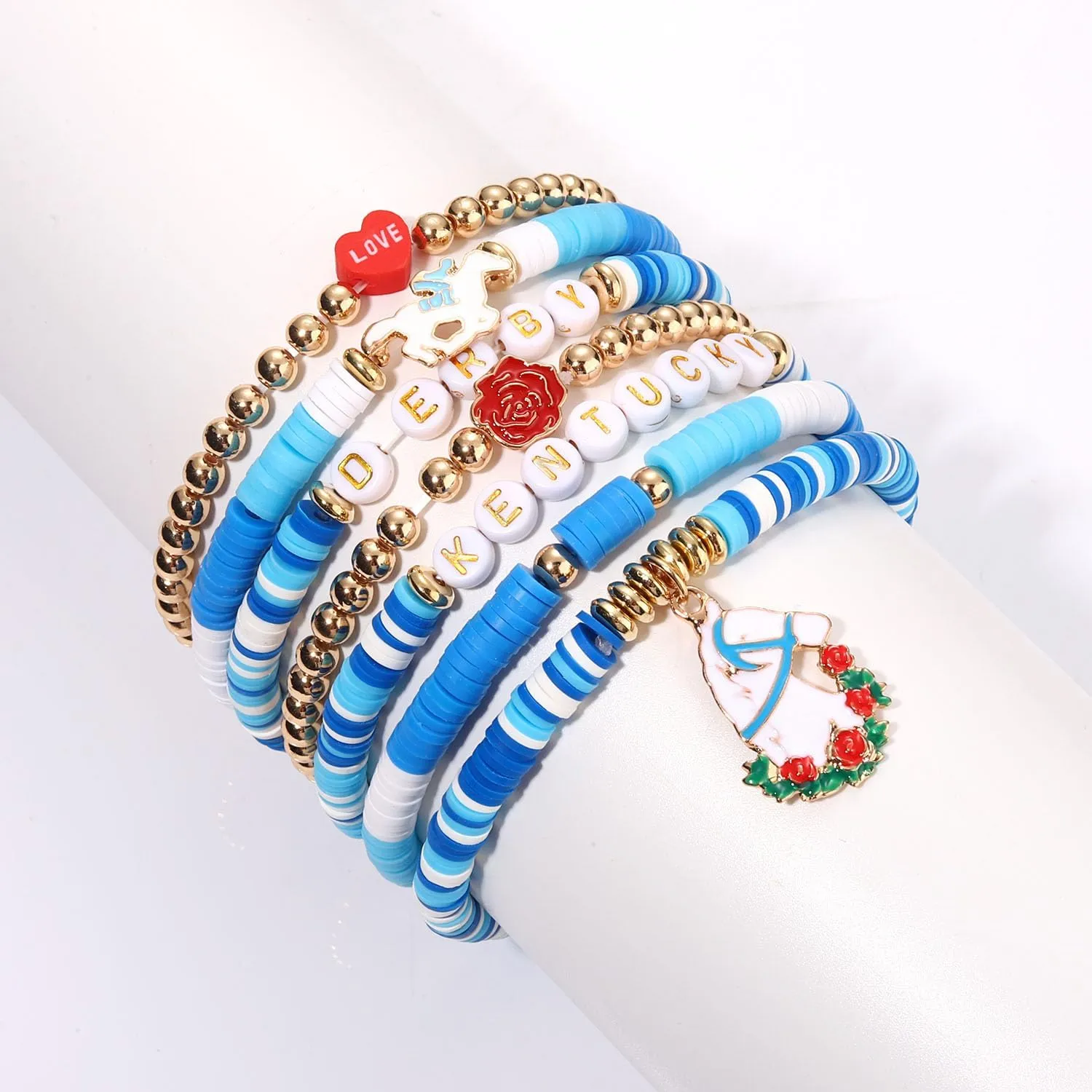 NVENF Rainbow Heishi Bracelets for Women Stackable African Vinyl Disc Bead Stretch Bracelets Bohemia Layered Surfer Bracelets Summer Beach Accessory