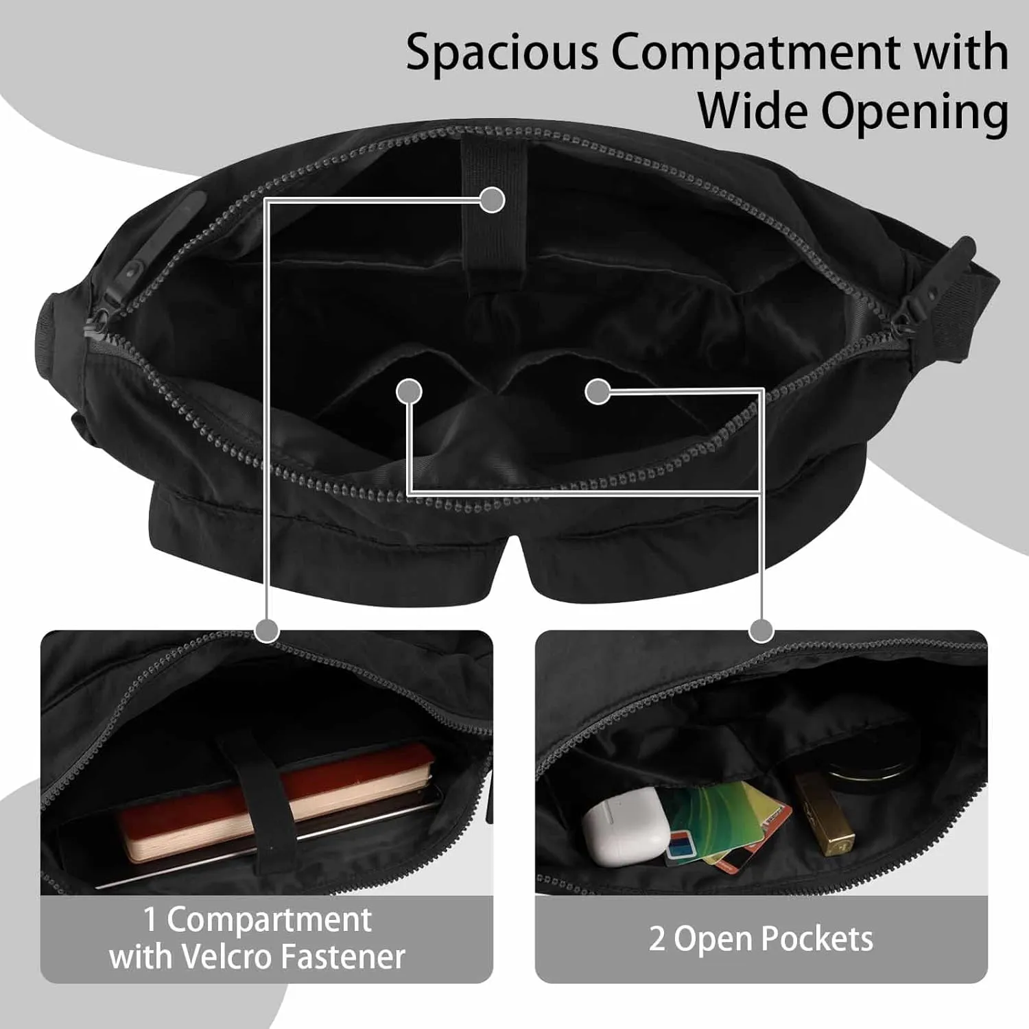 Nylon Crossbody Messenger Bag for School, Women Large Shoulder Bag Hobo Tote Bag Lightweight Computer Crossbody Bag