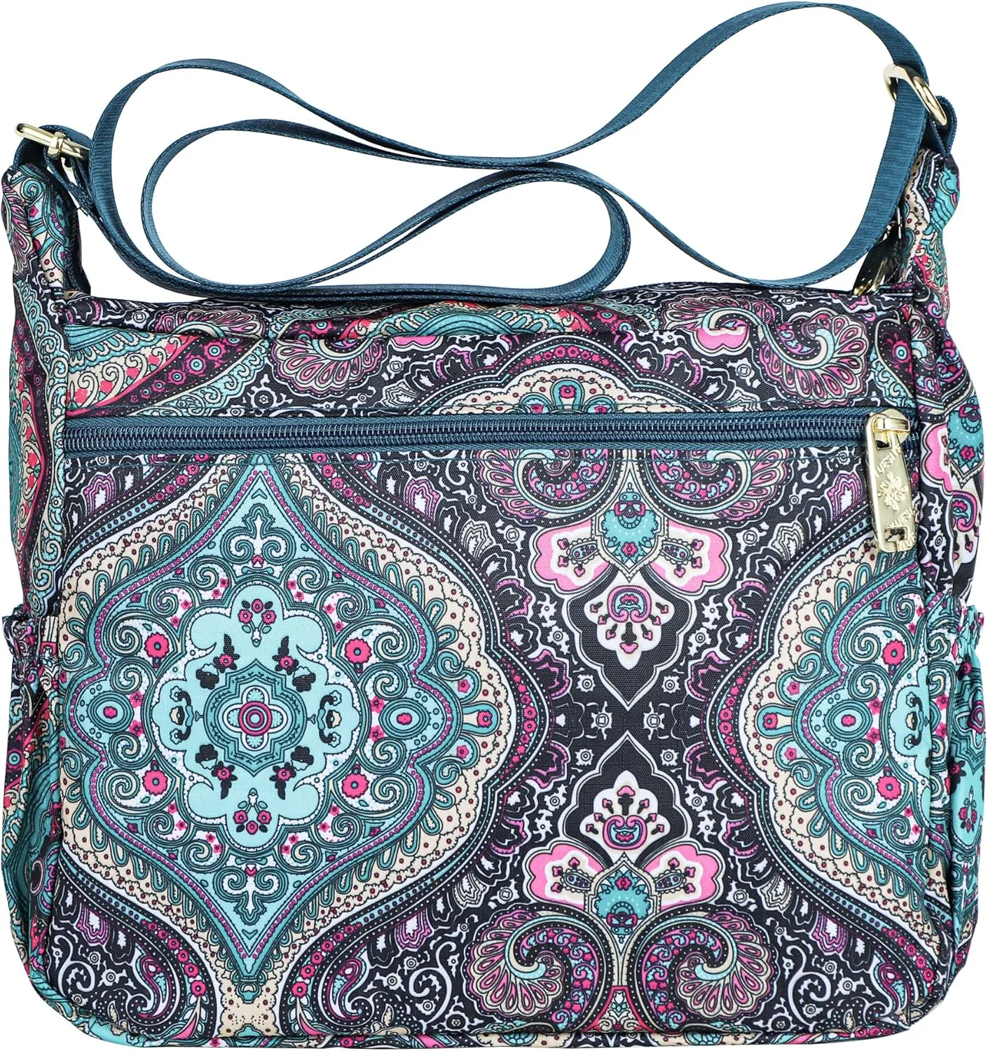 Nylon Floral Multi-Pocket Crossbody Purse Bags for Women Travel Shoulder Bag