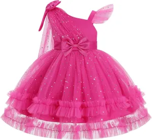 OBEEII Toddler Baby Girls Pageant Dress Sequins Heart Tulle Tutu Dress Flower Wedding Princess Birthday Party Prom Gown