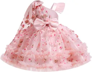 OBEEII Toddler Baby Girls Pageant Dress Sequins Heart Tulle Tutu Dress Flower Wedding Princess Birthday Party Prom Gown