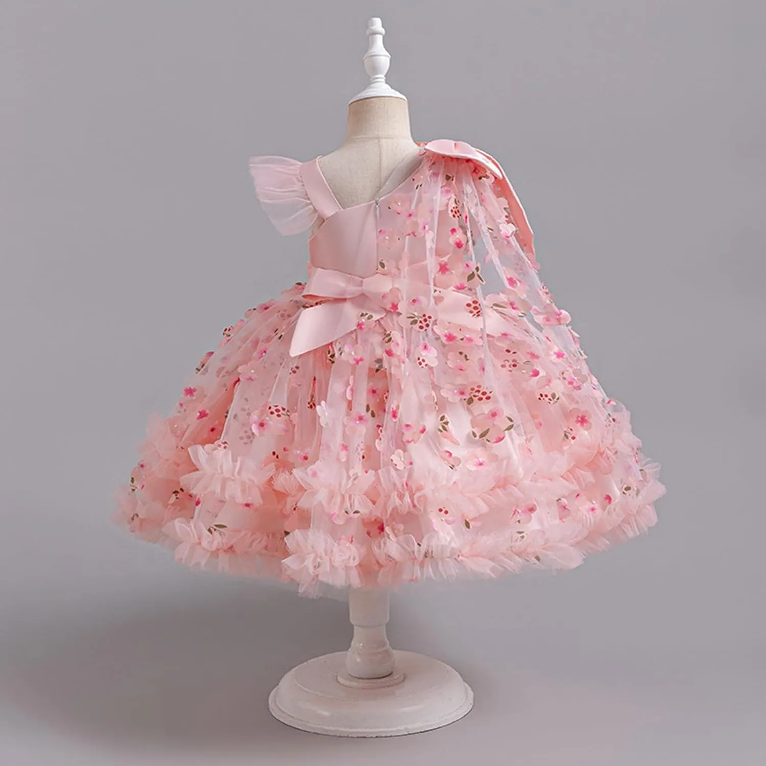 OBEEII Toddler Baby Girls Pageant Dress Sequins Heart Tulle Tutu Dress Flower Wedding Princess Birthday Party Prom Gown