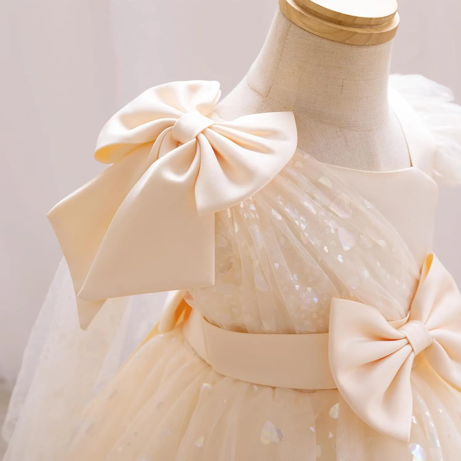 OBEEII Toddler Baby Girls Pageant Dress Sequins Heart Tulle Tutu Dress Flower Wedding Princess Birthday Party Prom Gown