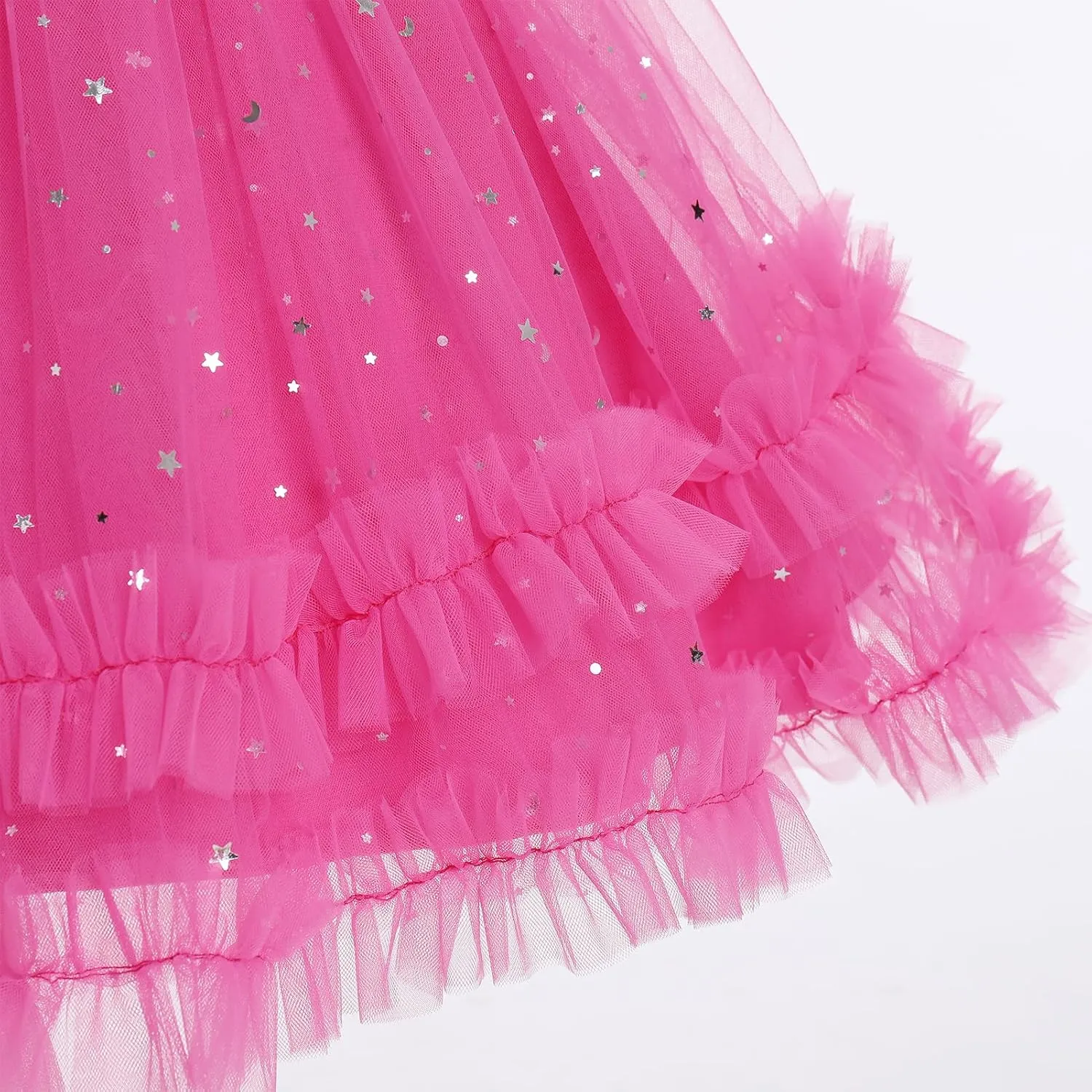 OBEEII Toddler Baby Girls Pageant Dress Sequins Heart Tulle Tutu Dress Flower Wedding Princess Birthday Party Prom Gown