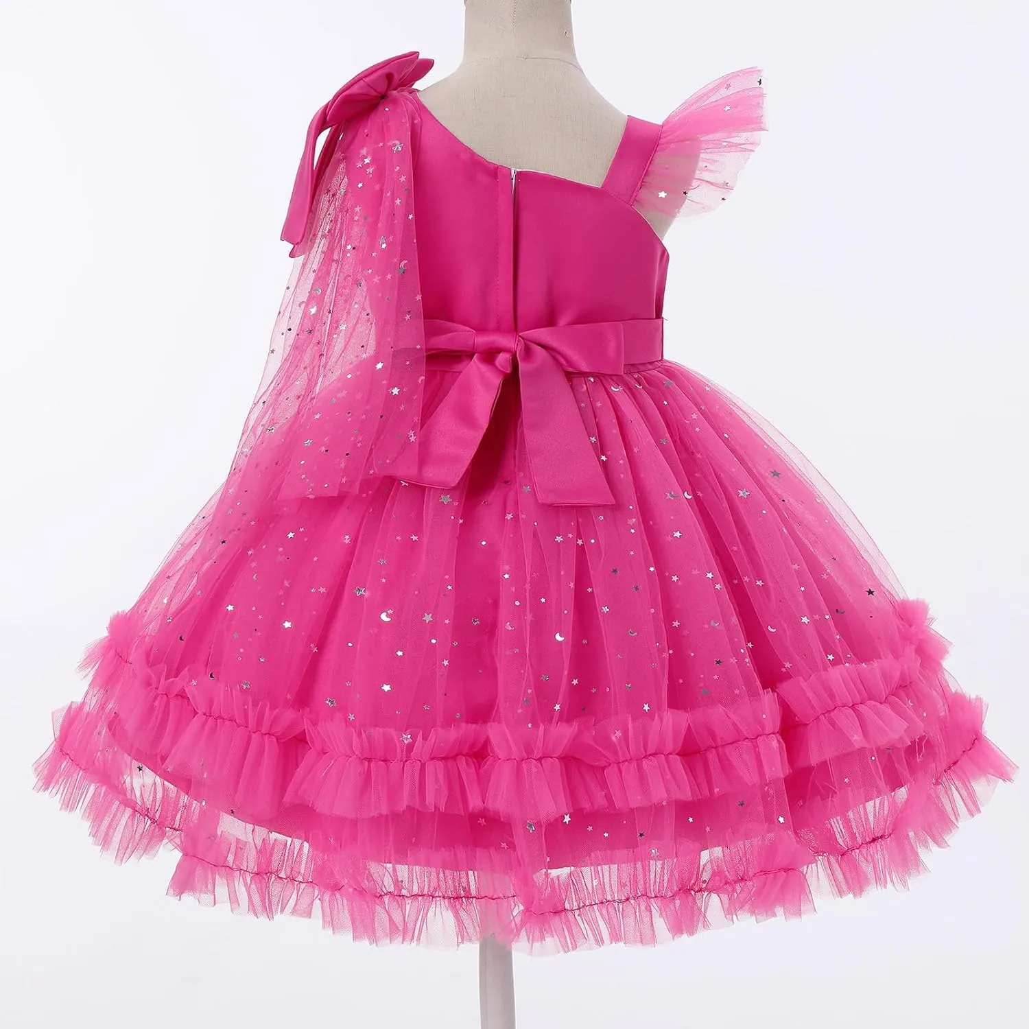 OBEEII Toddler Baby Girls Pageant Dress Sequins Heart Tulle Tutu Dress Flower Wedding Princess Birthday Party Prom Gown