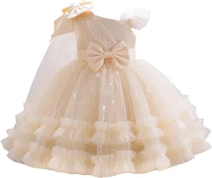 OBEEII Toddler Baby Girls Pageant Dress Sequins Heart Tulle Tutu Dress Flower Wedding Princess Birthday Party Prom Gown