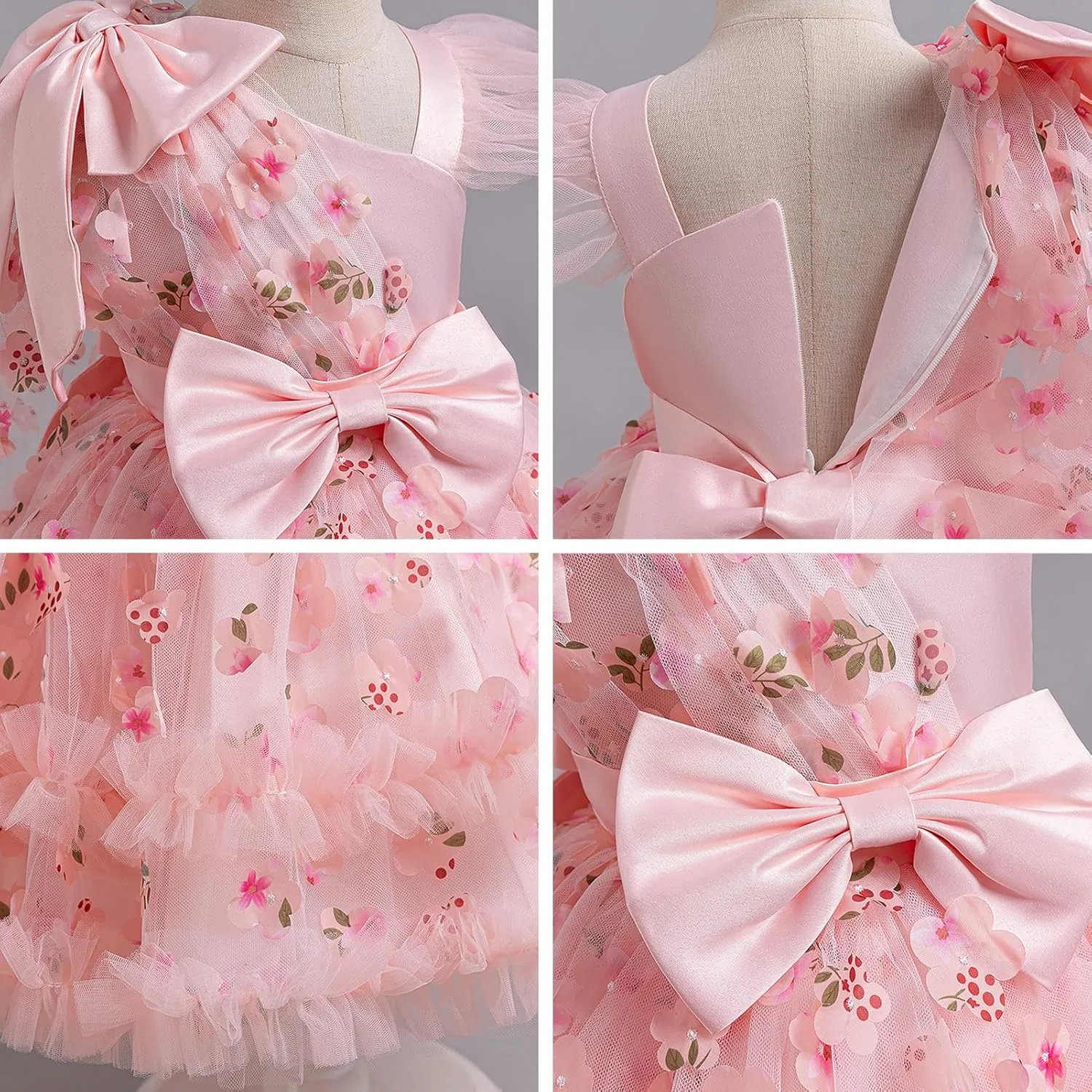 OBEEII Toddler Baby Girls Pageant Dress Sequins Heart Tulle Tutu Dress Flower Wedding Princess Birthday Party Prom Gown