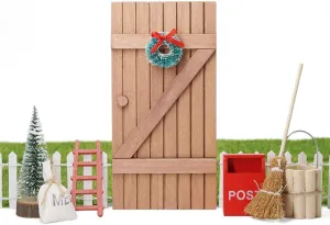 Odoria 8Pcs Christmas Miniature Dollhouse Accessories Elf Fairy Doors Decoration