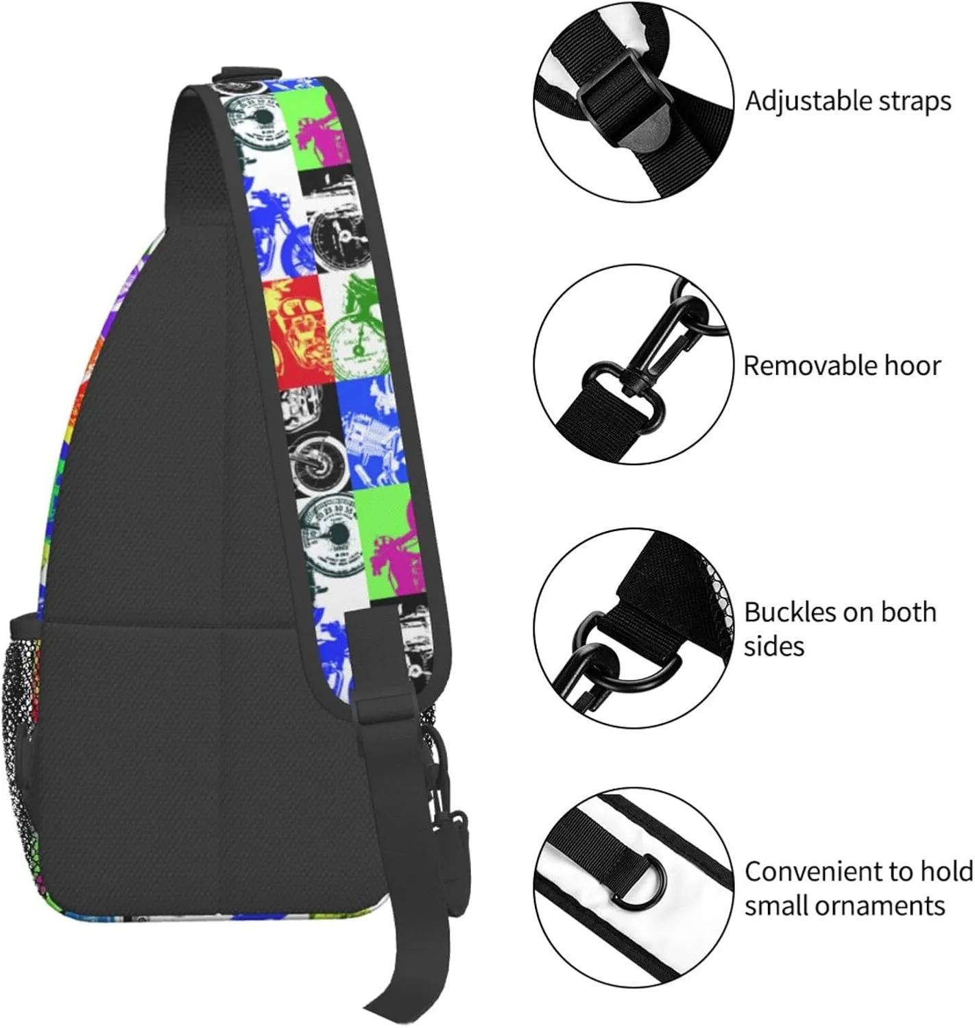 Old Motorcycle Impressive Chest Sling Bag Crossbody Shoulder Backpack Bag Gym Cycling Travel Hiking Daypack Cross Bag