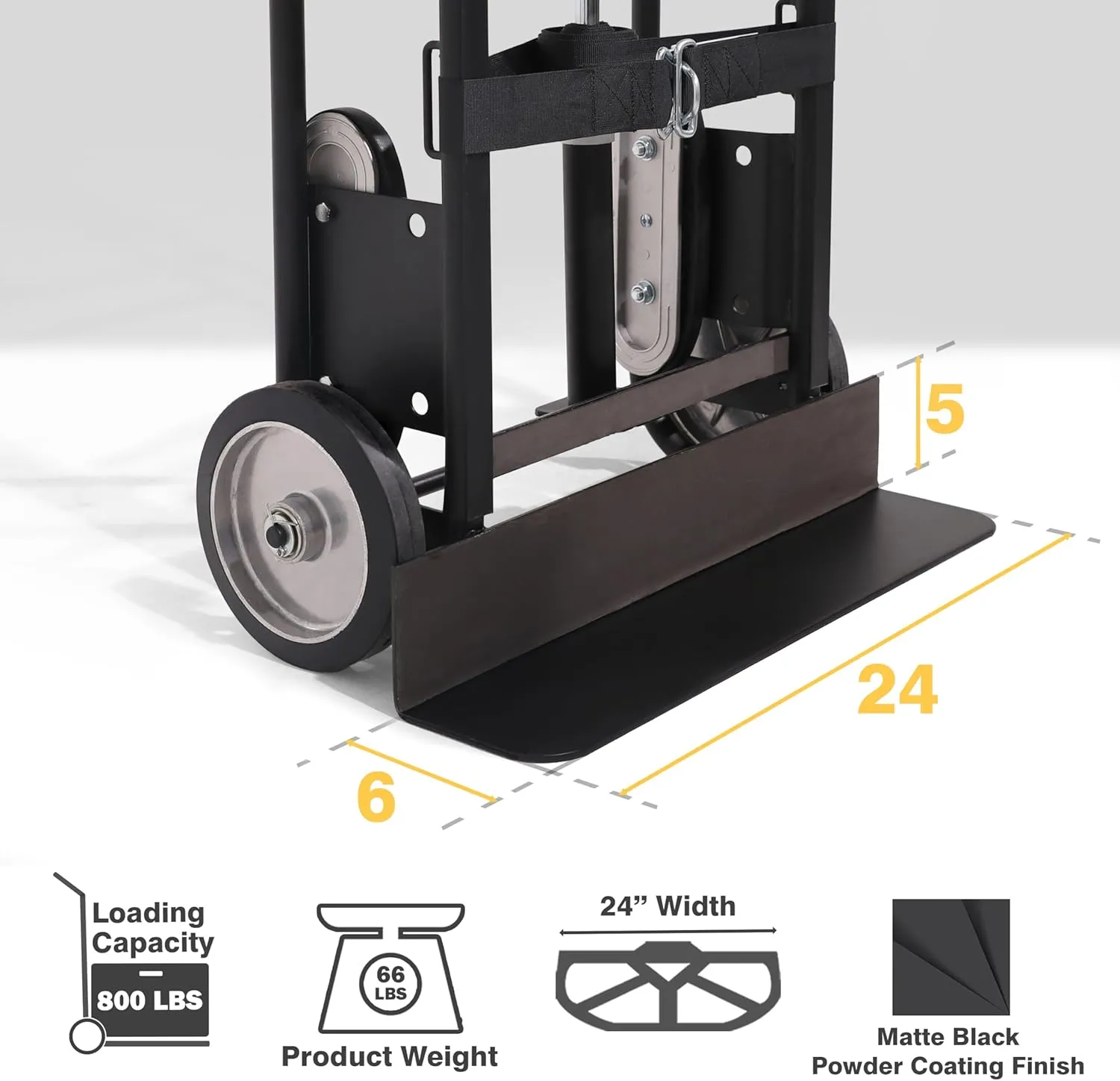 Olympia Tools 800LB Auto-Recoil Appliance Hand Truck - Moving Hand Truck with Easy-to-use Belt Tightener for Transport Large/Bulky Appliances Refrigerator Dolly - Heavy-Duty Furniture Dolly Trolley