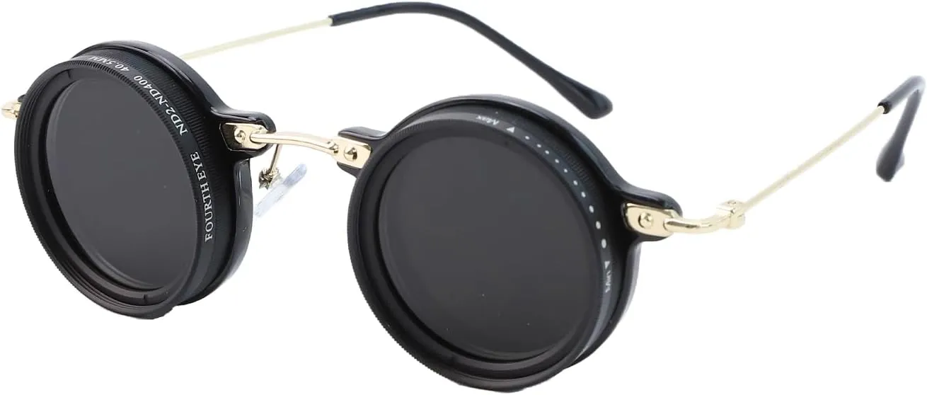 OUANGANC sunglasses, 9 gears adjustable, men's sunglasses UV protection, metal frame, universal for street shooting & fishing