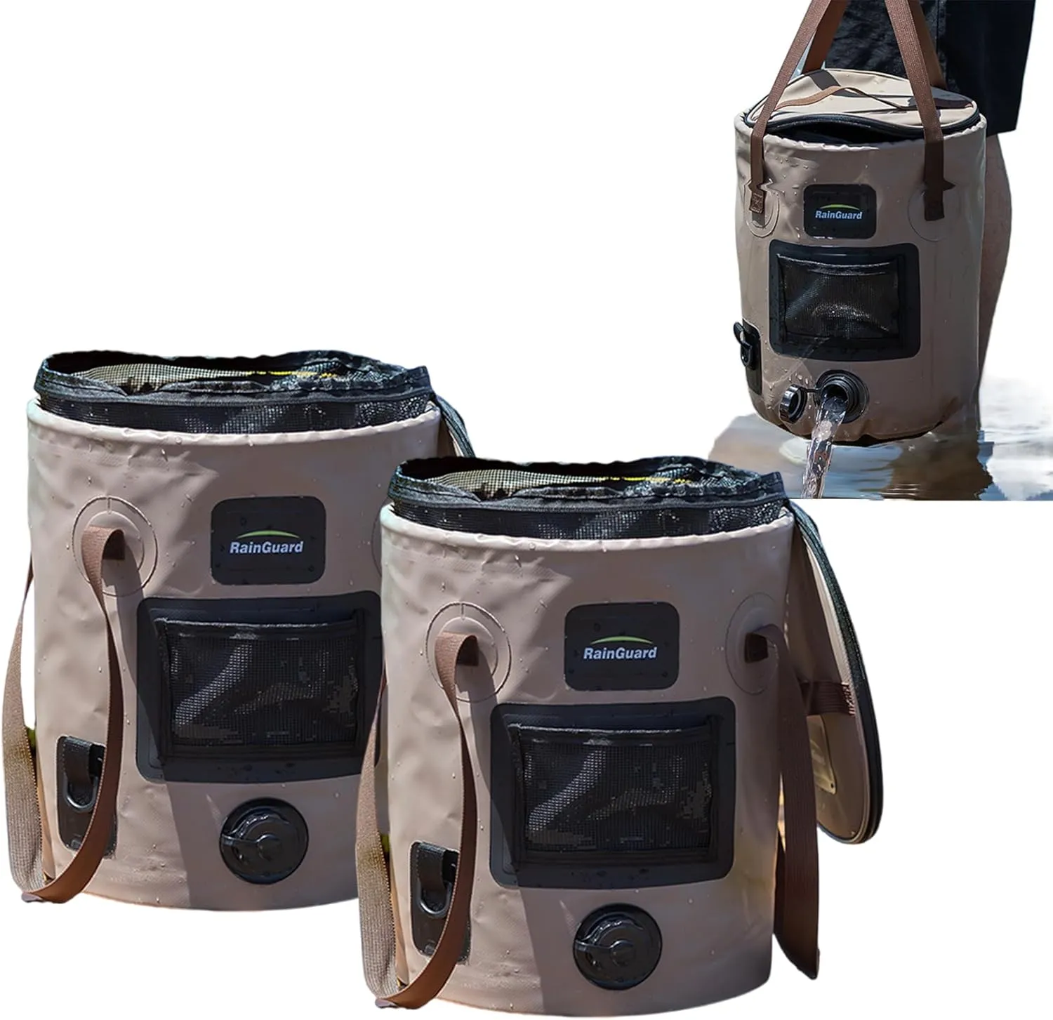 Outdoor Folding Bucket 2pcs Portable Bucket with Valve Bucket Camping Bucket with Lid 25L Large Capacity Round Portable Bucket Fishing Bucket