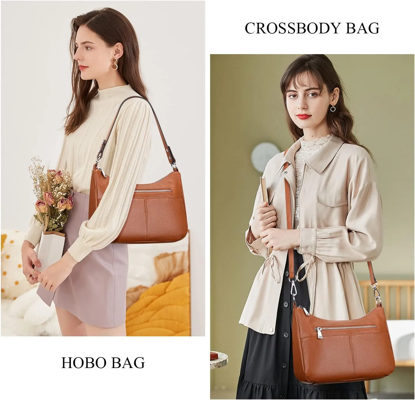 Over Earth Soft Leather Handbags for Women Crossbody Purses Multi Pockets Shoulder Bags Messenger Bag Medium