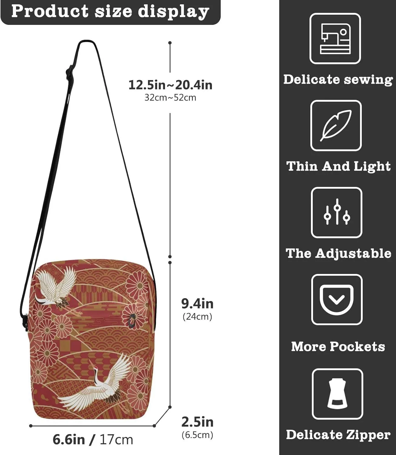 Oyihfvs Messenger Bag, Men's Crossbody Bag, Women's Crossbody Bag with Adjustable Strap