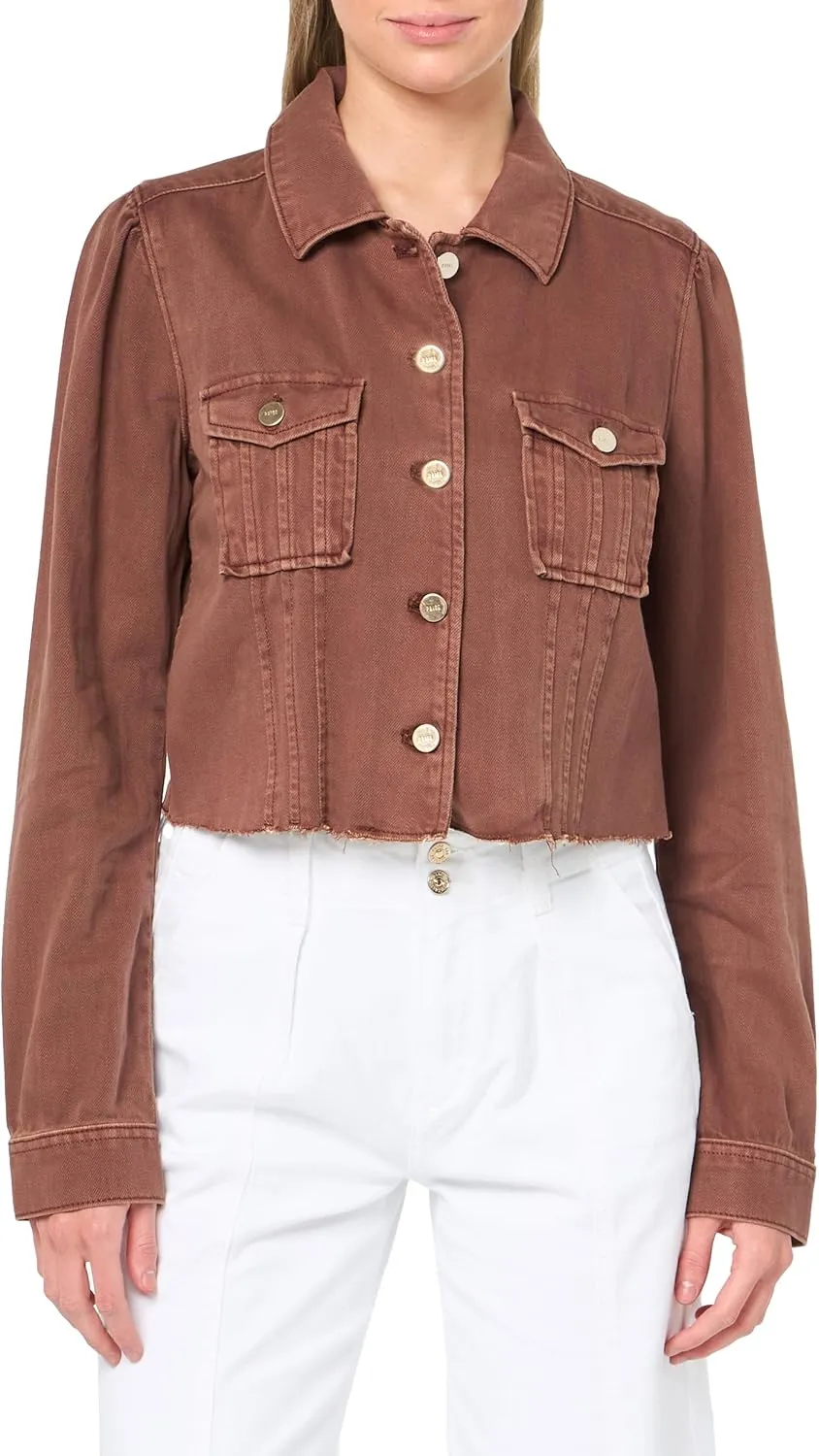 PAIGE Women's Pacey Cropped Denim Jacket with Raw Hem