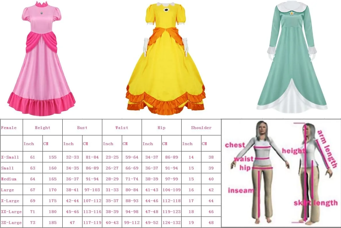 PAINEOMN Princess Dress for Women Halloween Princess Cosplay Costume Crown Earrings Gloves Set Adult Fancy Dress Suit