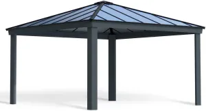 Palram - Canopia Colorado 14 x 14 x 6.5 Carport, Heavy Duty Metal Car Port, Weather-Protected Aluminum Frame, Polycarbonate RV & Car Storage, UV Protected, DIY Truck Garage Kit, 10-Year Warranty, Gray