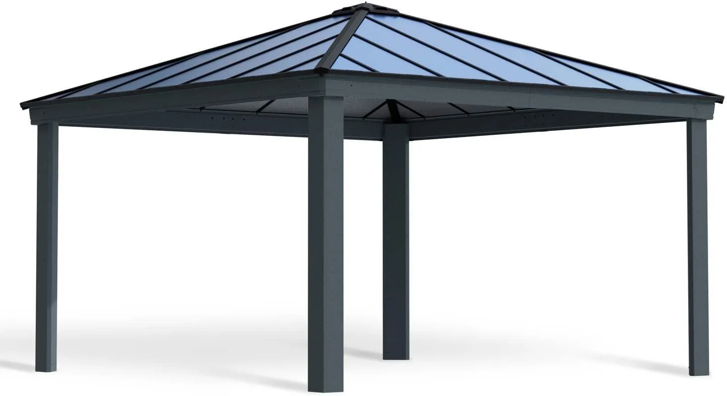 Palram - Canopia Colorado 14 x 14 x 6.5 Carport, Heavy Duty Metal Car Port, Weather-Protected Aluminum Frame, Polycarbonate RV & Car Storage, UV Protected, DIY Truck Garage Kit, 10-Year Warranty, Gray
