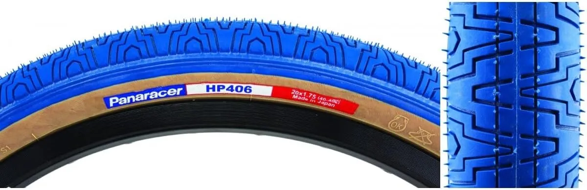 Panaracer Tires Pan HP406 20 x 1.75 Wire Blue/Skin- AH406-HP-LX-L