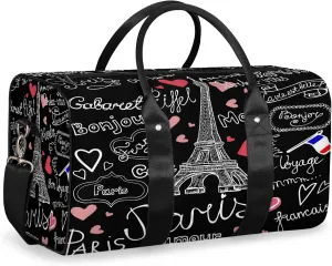 Paris Eiffel Tower Travel Duffle Bag for Women Men, Carry On Overnight Bag, Weekend Travel Duffel Tote Bags for Trips Sport Hospital
