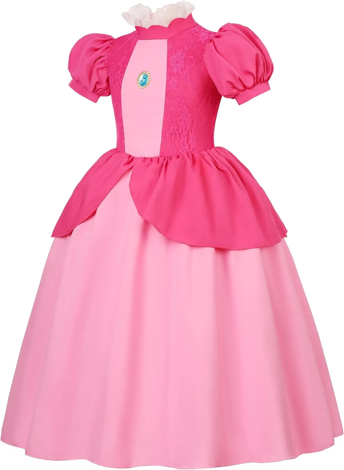 Peach Costume for Girls LED Light Up Princess Peach Dress for Girls Cosplay Holiday Party Outfit