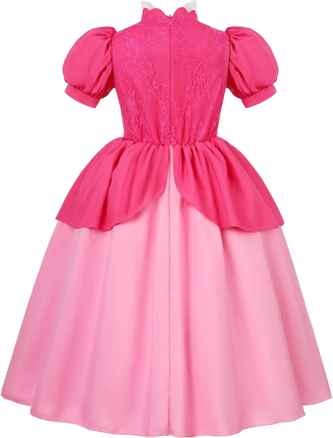 Peach Costume for Girls LED Light Up Princess Peach Dress for Girls Cosplay Holiday Party Outfit