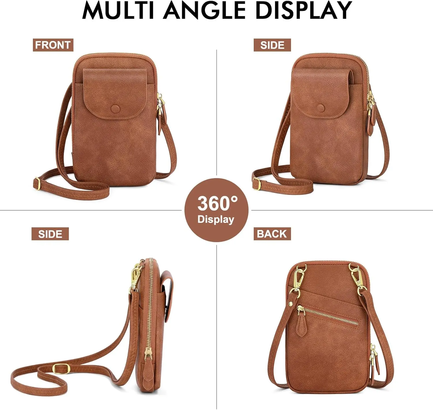 Peacocktion Small Crossbody Bags for Women, Cell Phone Bag Wallet Purses with Card Slots Adjustable Strap Zipper