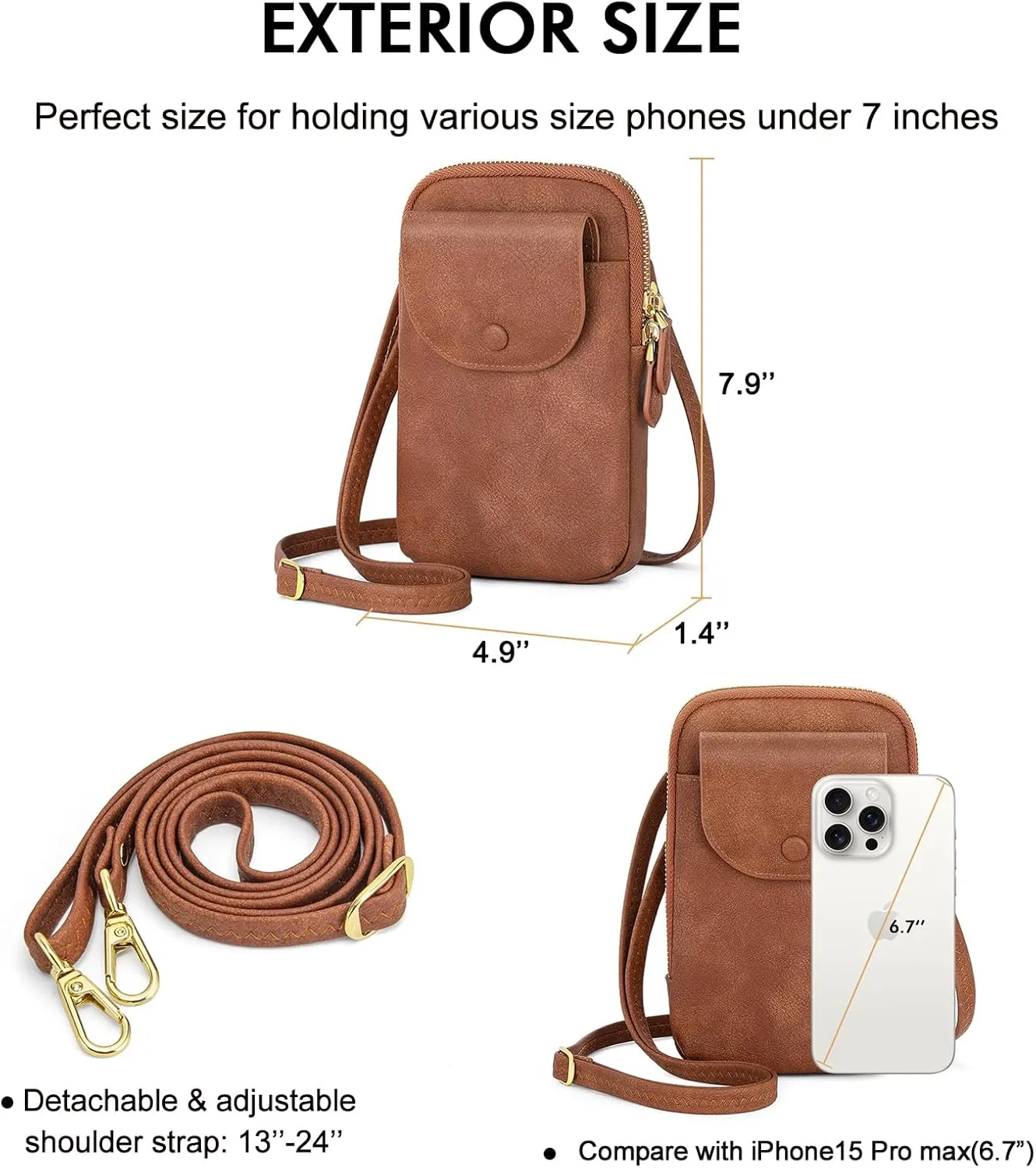 Peacocktion Small Crossbody Bags for Women, Cell Phone Bag Wallet Purses with Card Slots Adjustable Strap Zipper