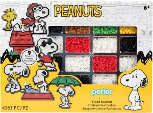 Perler 80-57183 Peanuts Fused Bead Deluxe Box Kit, 9 Unique Patterns, Multicolor, 4263 Pieces