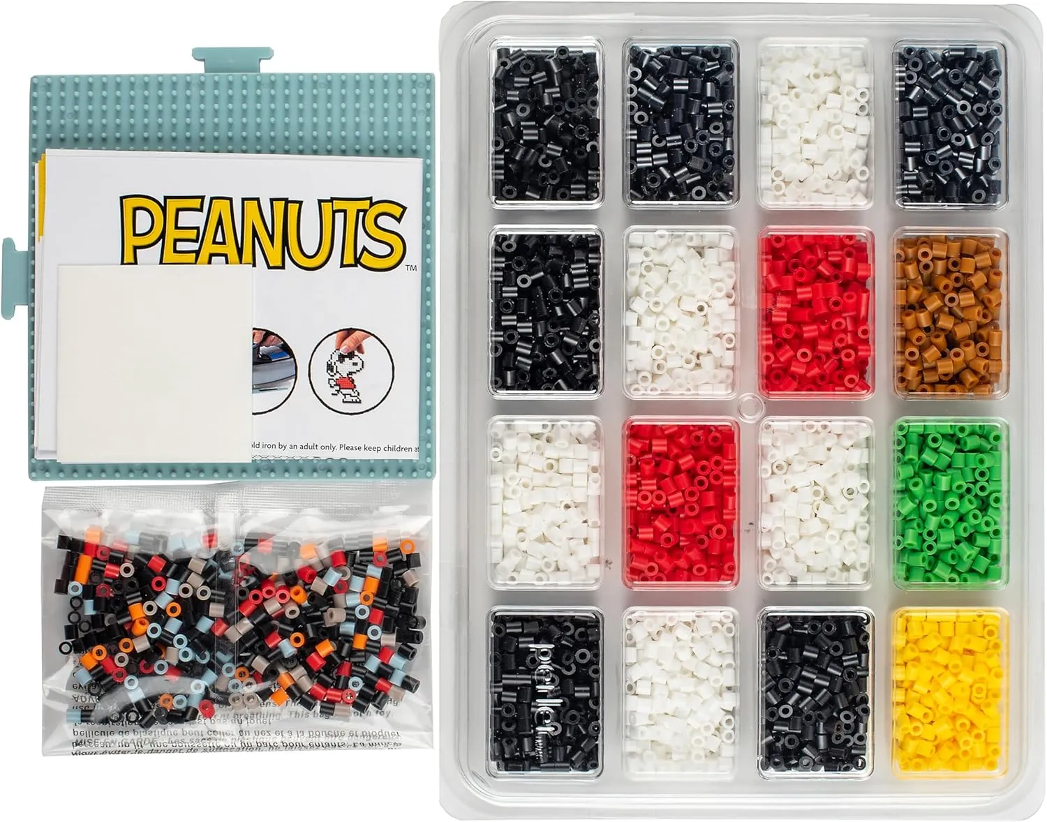 Perler 80-57183 Peanuts Fused Bead Deluxe Box Kit, 9 Unique Patterns, Multicolor, 4263 Pieces