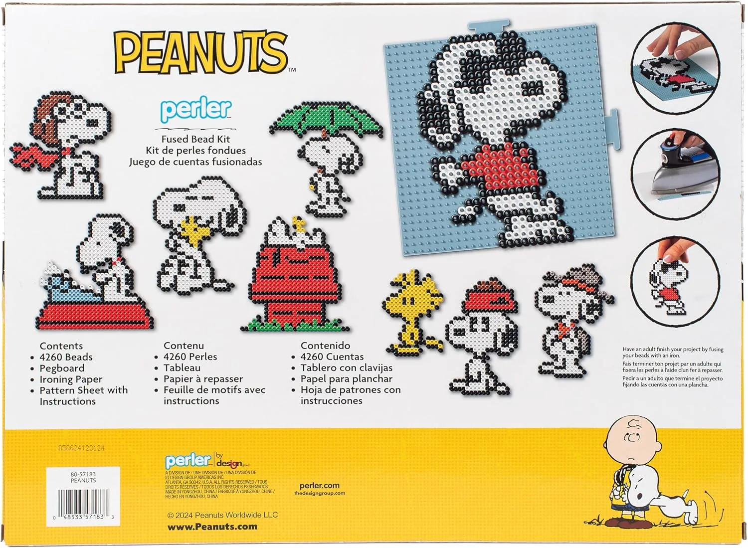Perler 80-57183 Peanuts Fused Bead Deluxe Box Kit, 9 Unique Patterns, Multicolor, 4263 Pieces