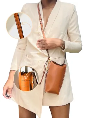 Personalizable Genuine Leather small cell phone bag for woman Crossbody sling Wallet Purses, gift for her, Friend Sister Daughter Mother (Cognac, Customizable)