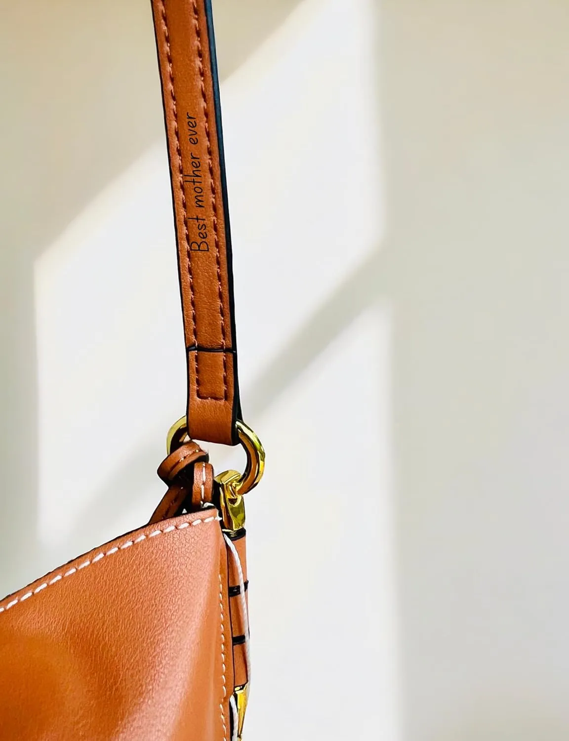 Personalizable Genuine Leather small cell phone bag for woman Crossbody sling Wallet Purses, gift for her, Friend Sister Daughter Mother (Cognac, Customizable)
