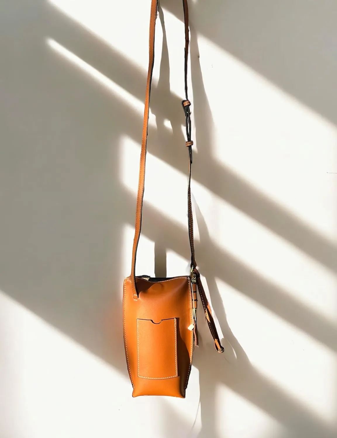 Personalizable Genuine Leather small cell phone bag for woman Crossbody sling Wallet Purses, gift for her, Friend Sister Daughter Mother (Cognac, Customizable)