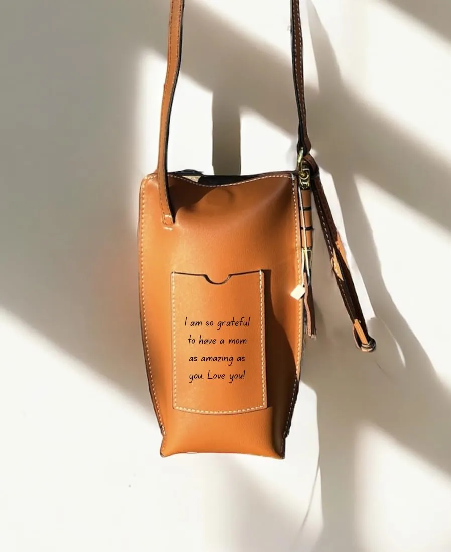 Personalizable Genuine Leather small cell phone bag for woman Crossbody sling Wallet Purses, gift for her, Friend Sister Daughter Mother (Cognac, Customizable)