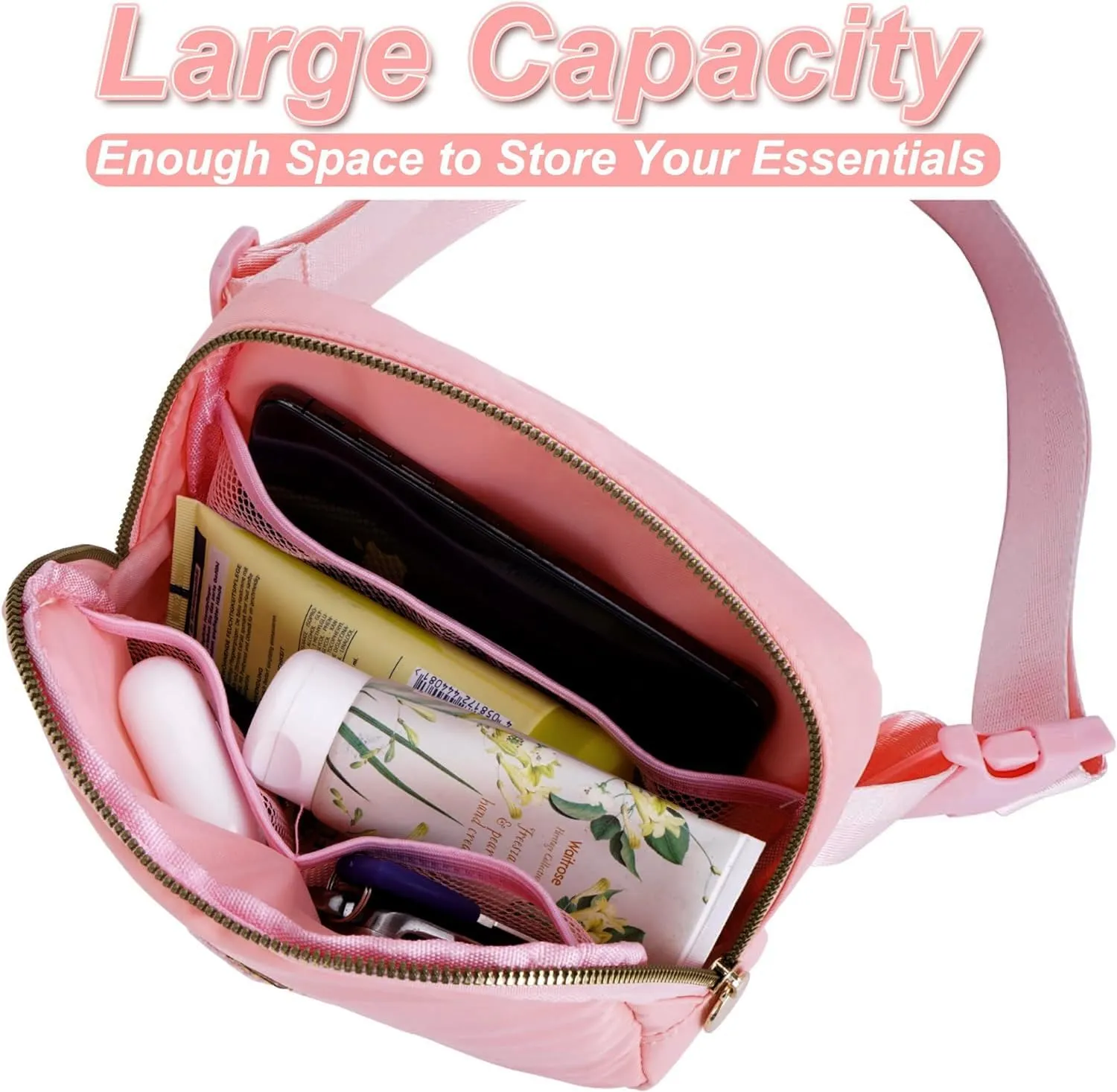 Personalized Belt Bag for Women Girls - Fashion Mini Waist Packs with Adjustable Strap - Trendy Travel Fanny Pack Crossbody Bags with Initial Letter - Teen Gifts | Peach,L