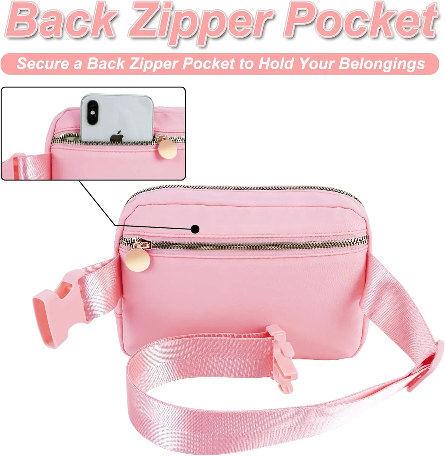 Personalized Belt Bag for Women Girls - Fashion Mini Waist Packs with Adjustable Strap - Trendy Travel Fanny Pack Crossbody Bags with Initial Letter - Teen Gifts | Peach,L