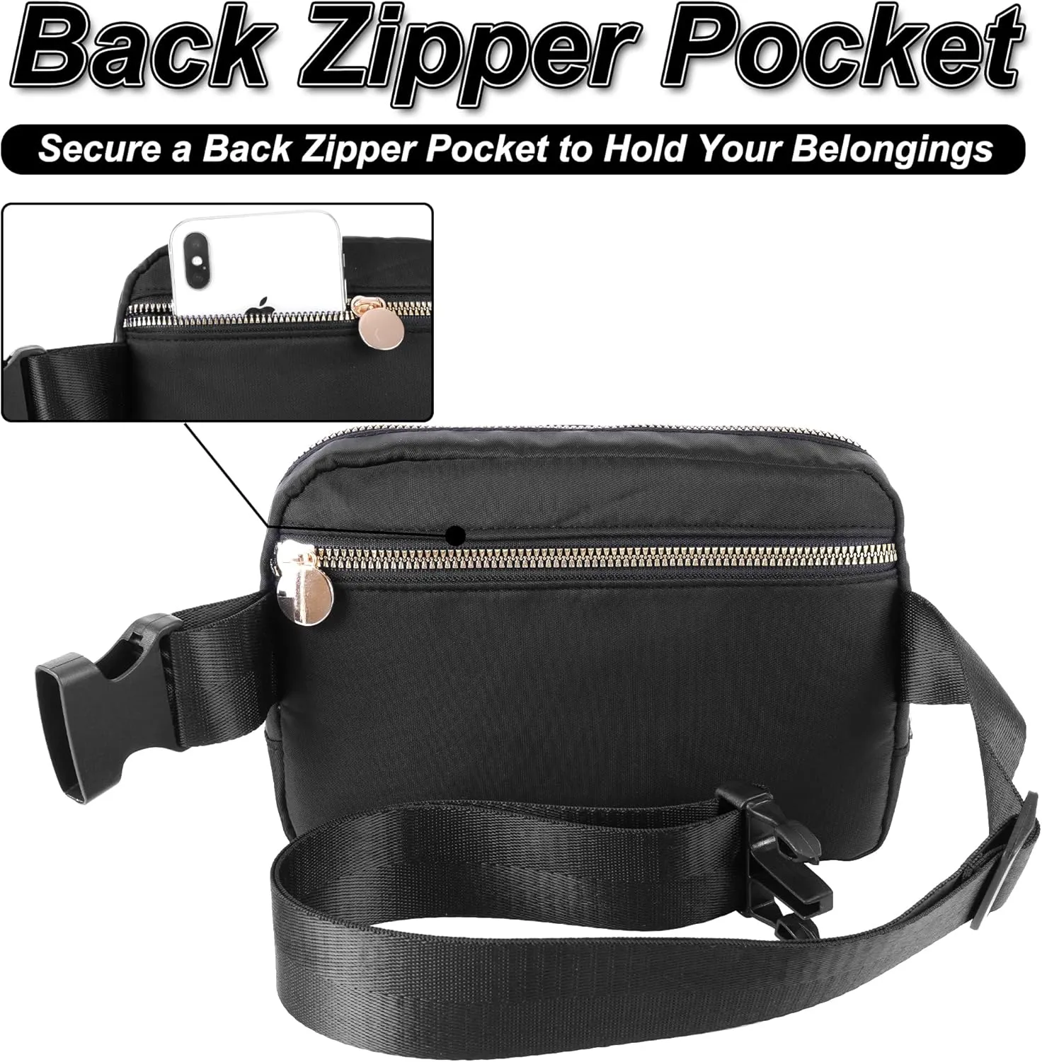 Personalized Crossbody Bag for Women Girls - Fashion Small Waist Packs with Adjustable Strap - Trendy Travel Fanny Pack Belt Bags with Initial Letter - Teen Gifts | J,Black Bag