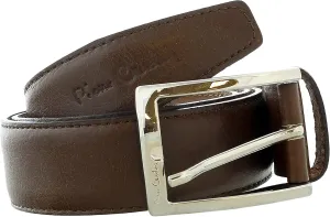 Pierre Cardin Brown Classic Square Silver D-Ring Adjustable Belt Adjustable Mens Belt-40 for Mens