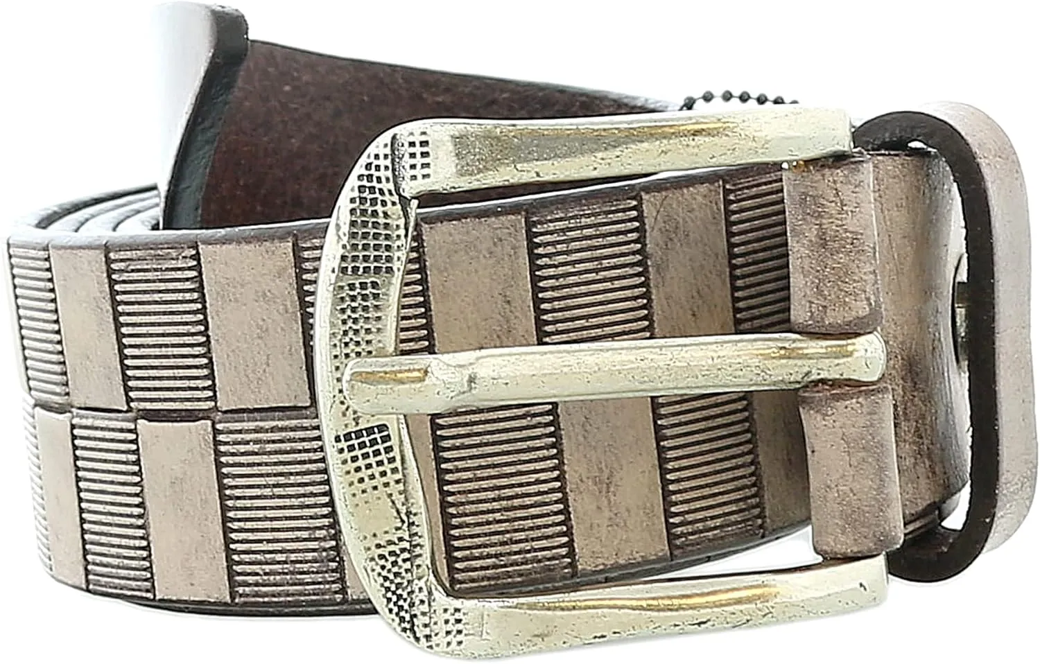 Pierre Cardin Distressed Brown Textured Classic Silver D-Ring Adjustable Belt Adjustable Mens Belt-36 for Mens