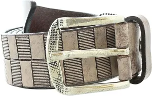 Pierre Cardin Distressed Brown Textured Classic Silver D-Ring Adjustable Belt Adjustable Mens Belt-36 for Mens