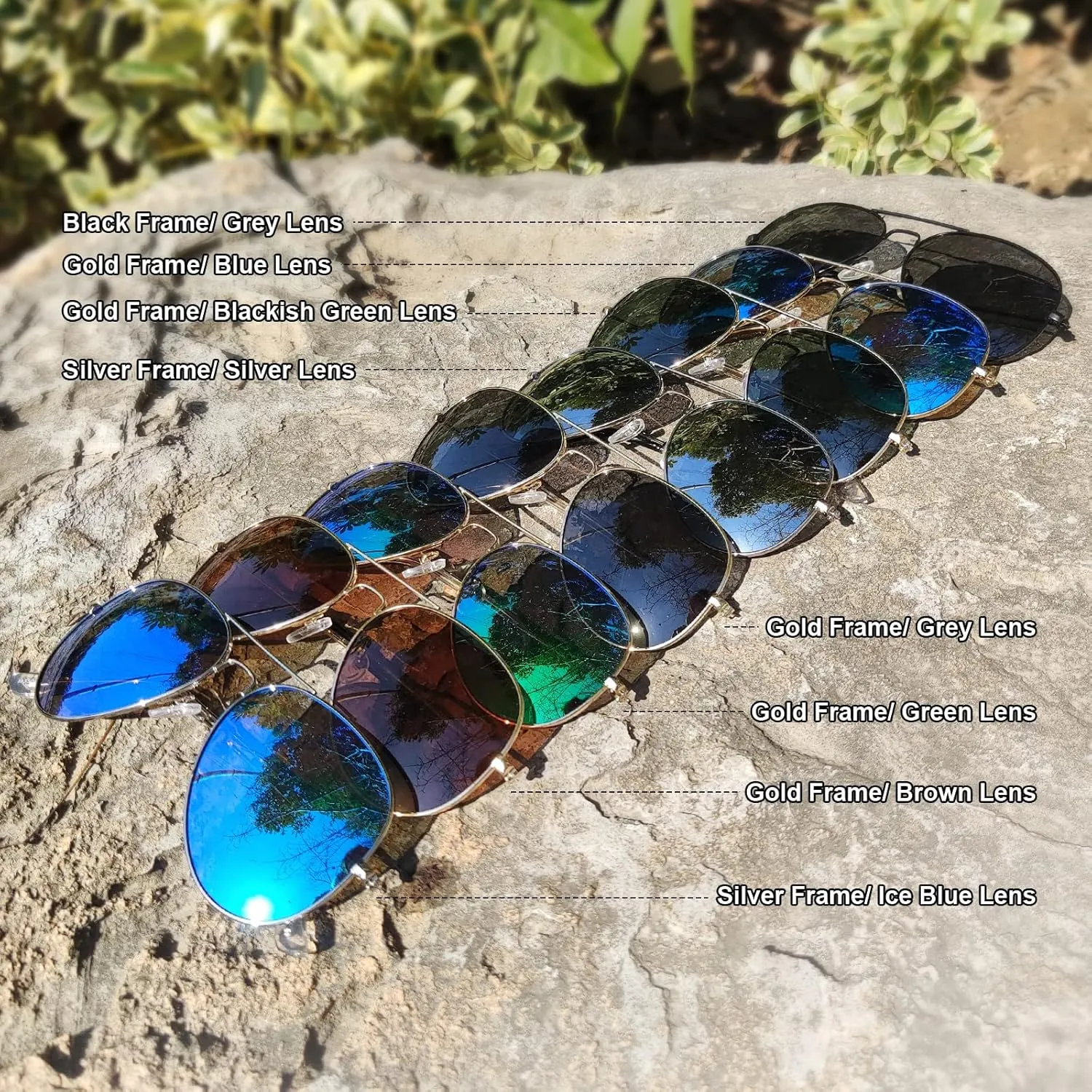Pilot Sunglasses Men Womens Lightweight Metal Frame Polarized Shades UV400 Protection