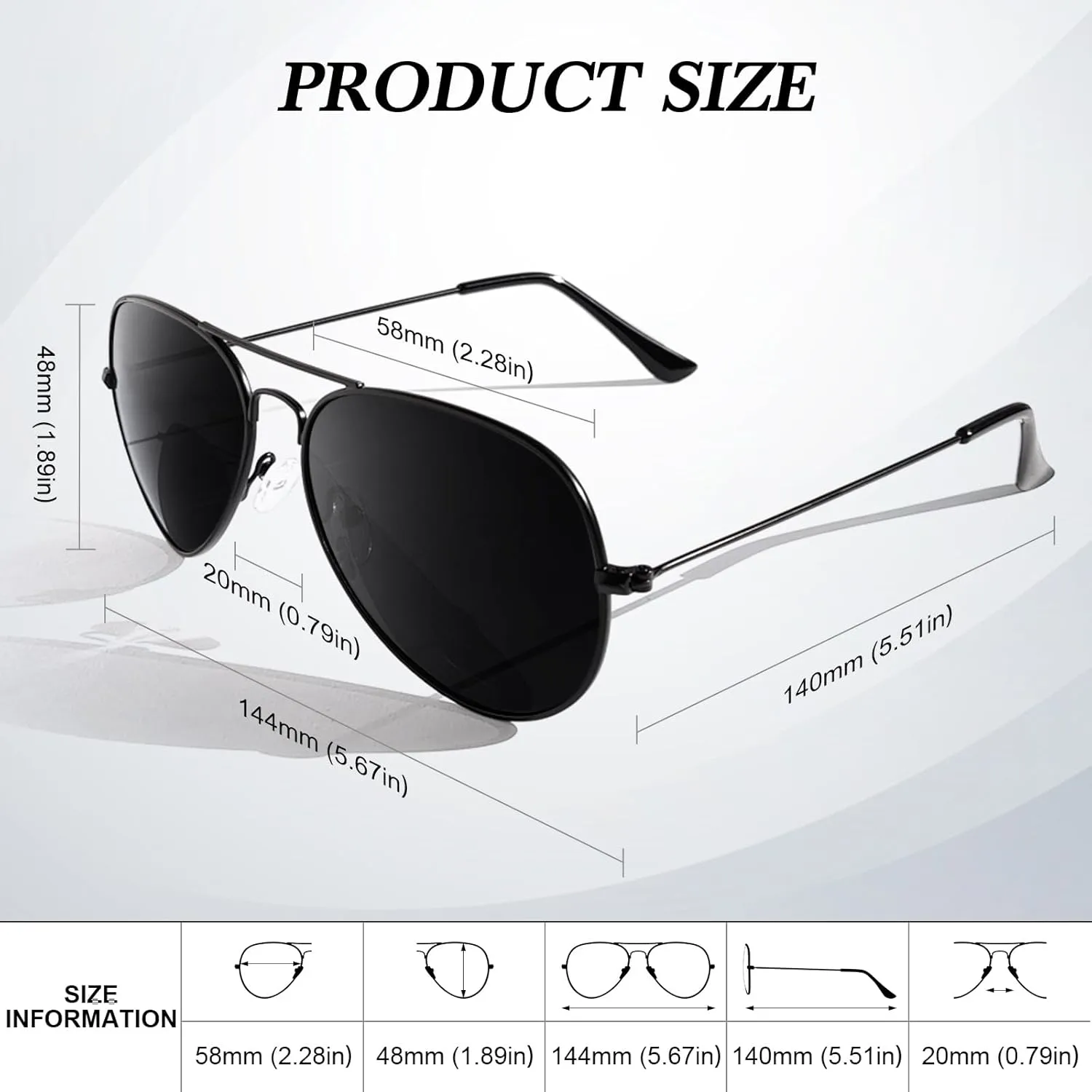 Pilot Sunglasses Men Womens Lightweight Metal Frame Polarized Shades UV400 Protection
