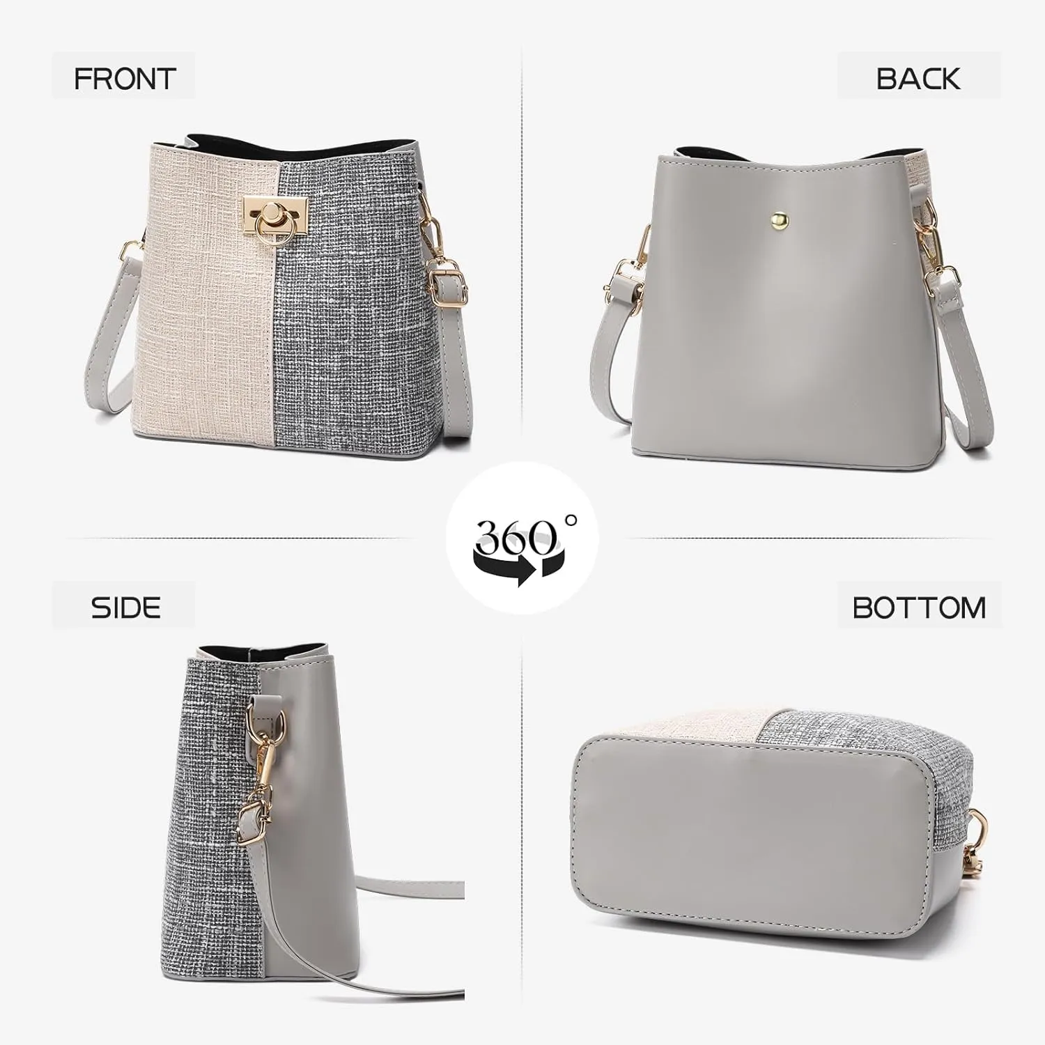 PINCNEL Small Crossbody Purses for Women, Shoulder Bag for Women, PU Leather Crossbody Bags Bucket Bag Handbags