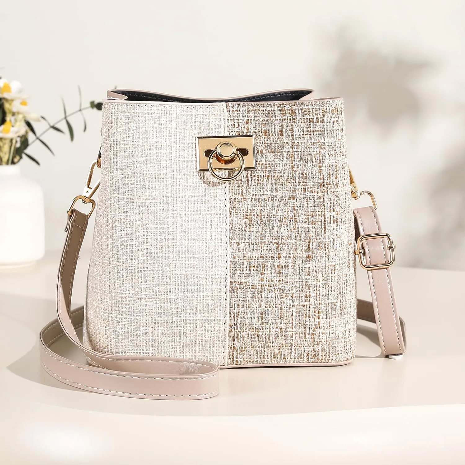PINCNEL Small Crossbody Purses for Women, Shoulder Bag for Women, PU Leather Crossbody Bags Bucket Bag Handbags