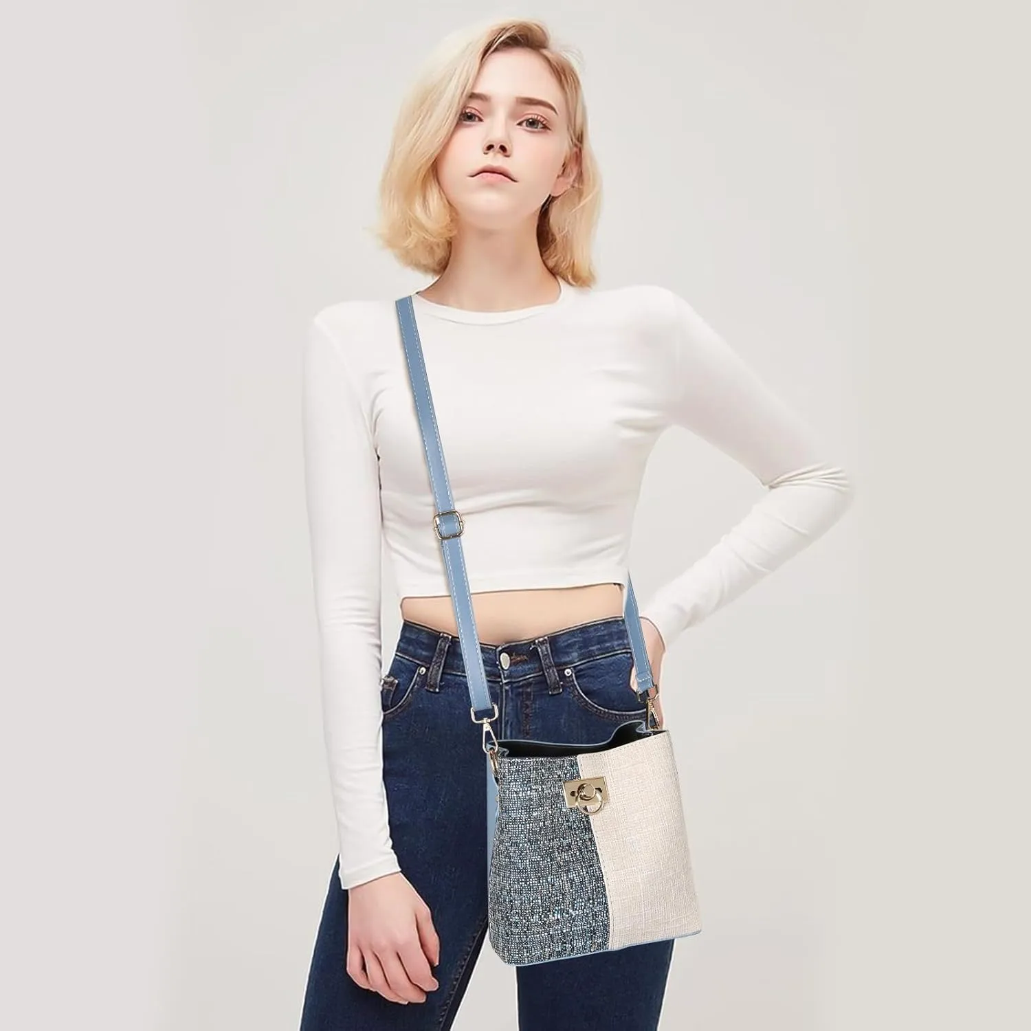 PINCNEL Small Crossbody Purses for Women, Shoulder Bag for Women, PU Leather Crossbody Bags Bucket Bag Handbags
