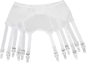Plain Cloth Retro Garter Belt with 12 Straps Suspender Belt Metal Clips Girdle Women Lingerie