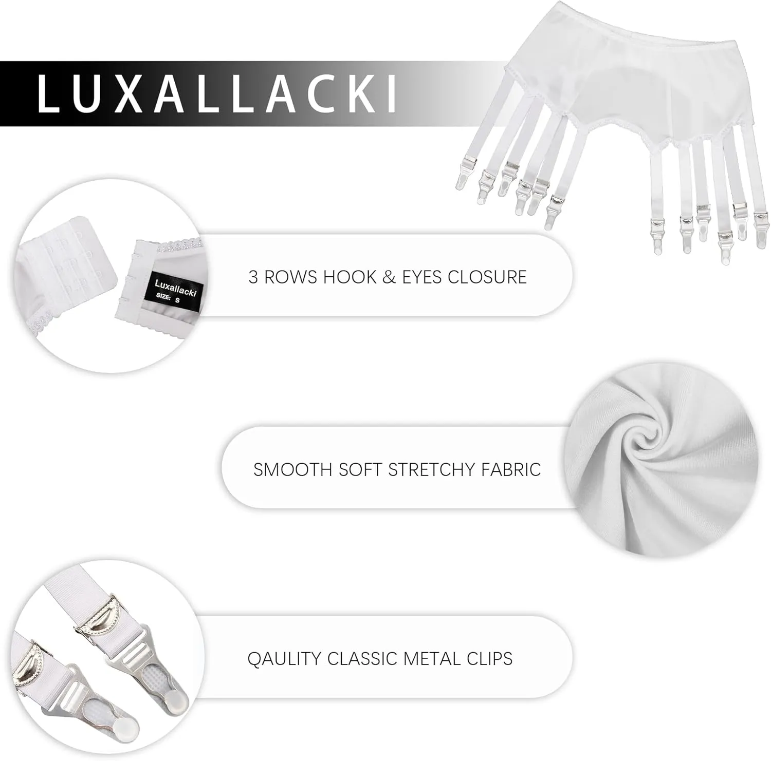 Plain Cloth Retro Garter Belt with 12 Straps Suspender Belt Metal Clips Girdle Women Lingerie
